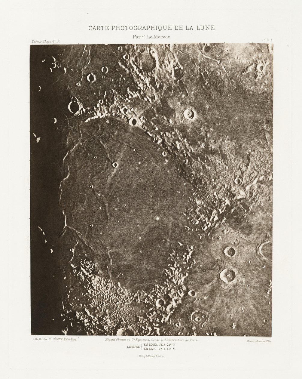 Carte photographique de la lune, planche IX.A（月球摄影图，图版 IX.A），10 月 21 日 作者 查尔斯·勒莫万