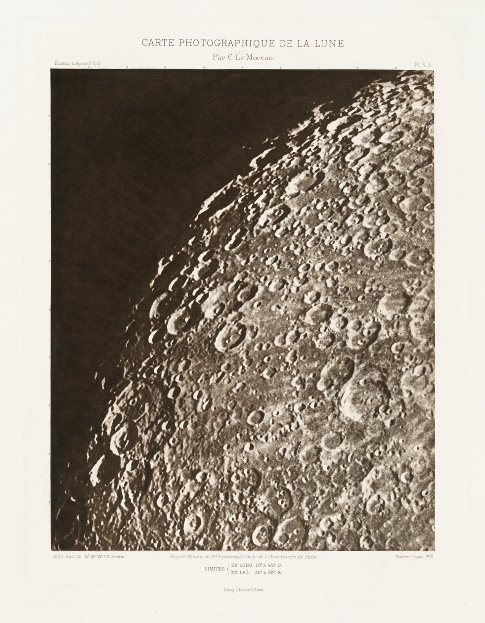 Carte photographique de la lune, planche V.A（月球摄影图，图版 V.A），8 月 13 日 作者 查尔斯·勒莫万