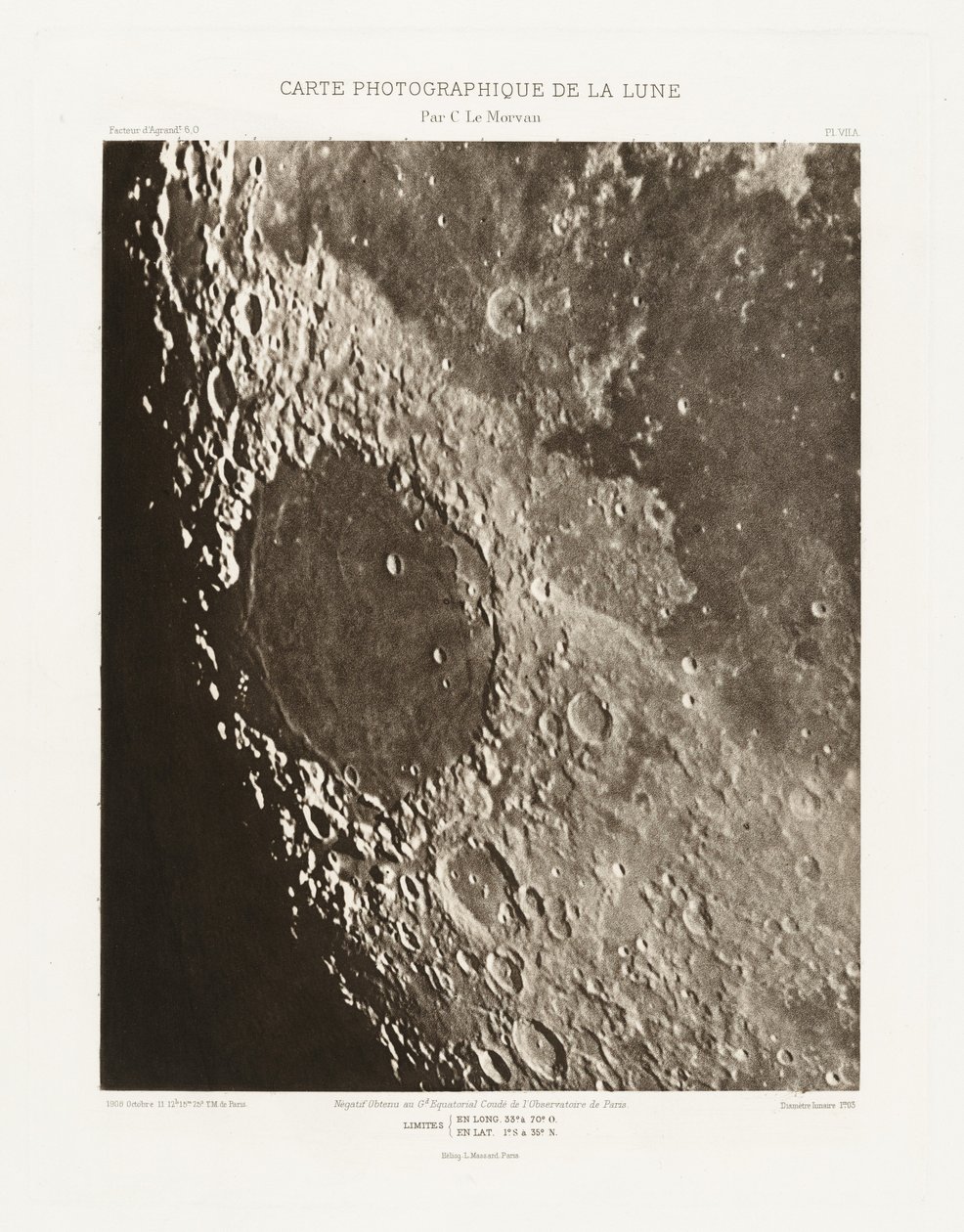 Carte photographique de la lune, planche VII.A（月球摄影图，图版 VII.A），10 月 11 日 作者 查尔斯·勒莫万