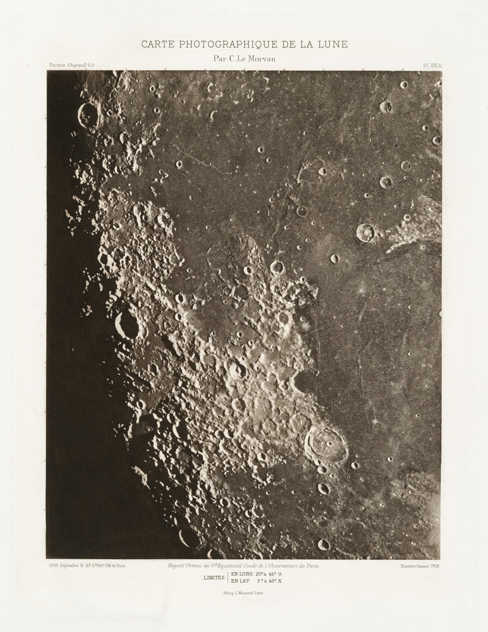 月球摄影图，图版 VIII.A（Carte photographique de la lune, planche VIII.A），9 月 13 日 作者 查尔斯·勒莫万
