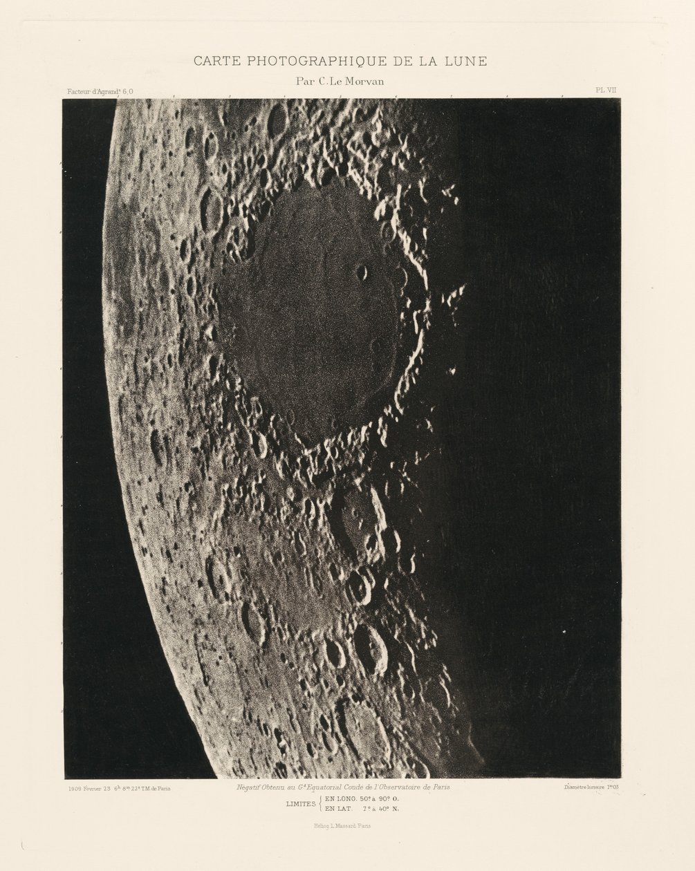 Carte photographique de la lune, planche VII（月球摄影图，图版 VII），2 月 23 日 作者 查尔斯·勒莫万
