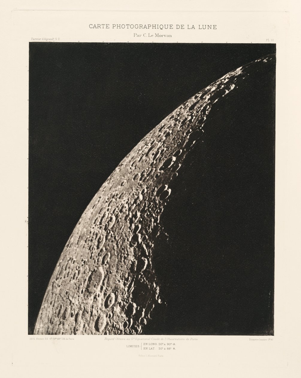 Carte photographique de la lune, planche VI（月球摄影图，图版 VI），2 月 22 日 作者 查尔斯·勒莫万