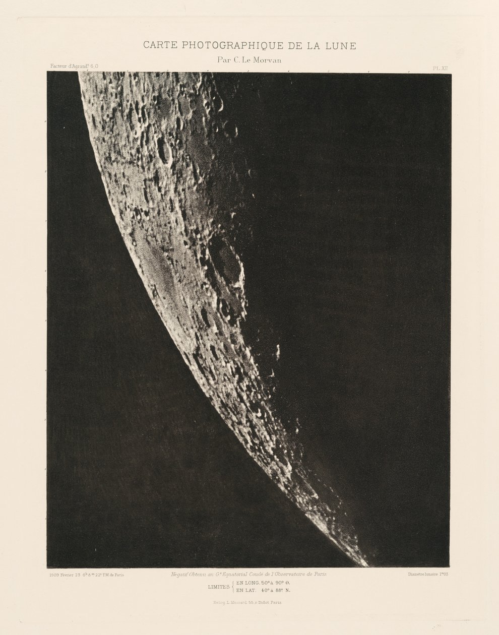 Carte photographique de la lune, planche XII（月球摄影图，图版 XII），2 月 23 日 作者 查尔斯·勒莫万