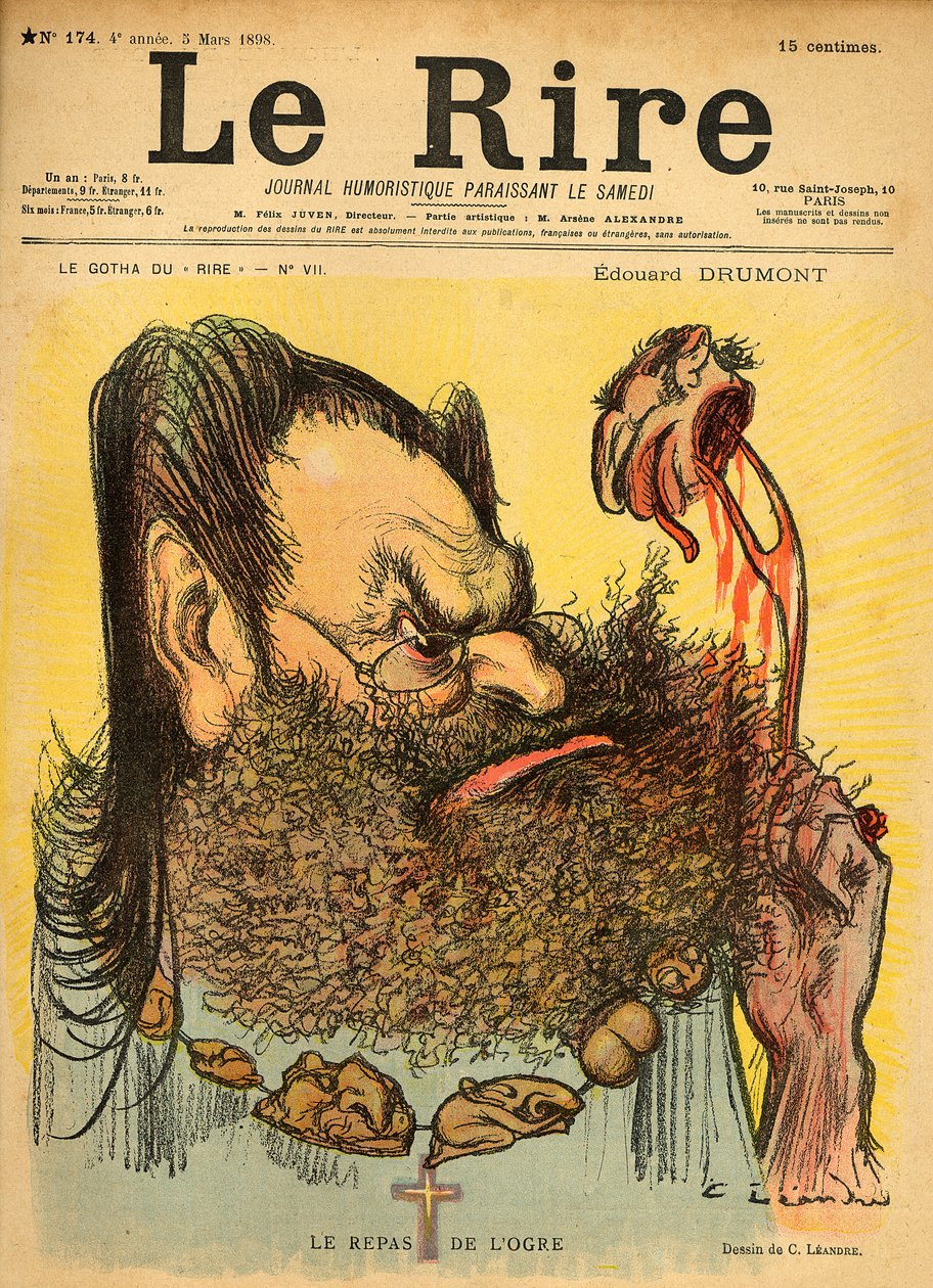 Edouard Drumont的漫画，来自&39;Le Rire&39;的封面，1898年3月5日 作者 查尔斯·莱安德烈
