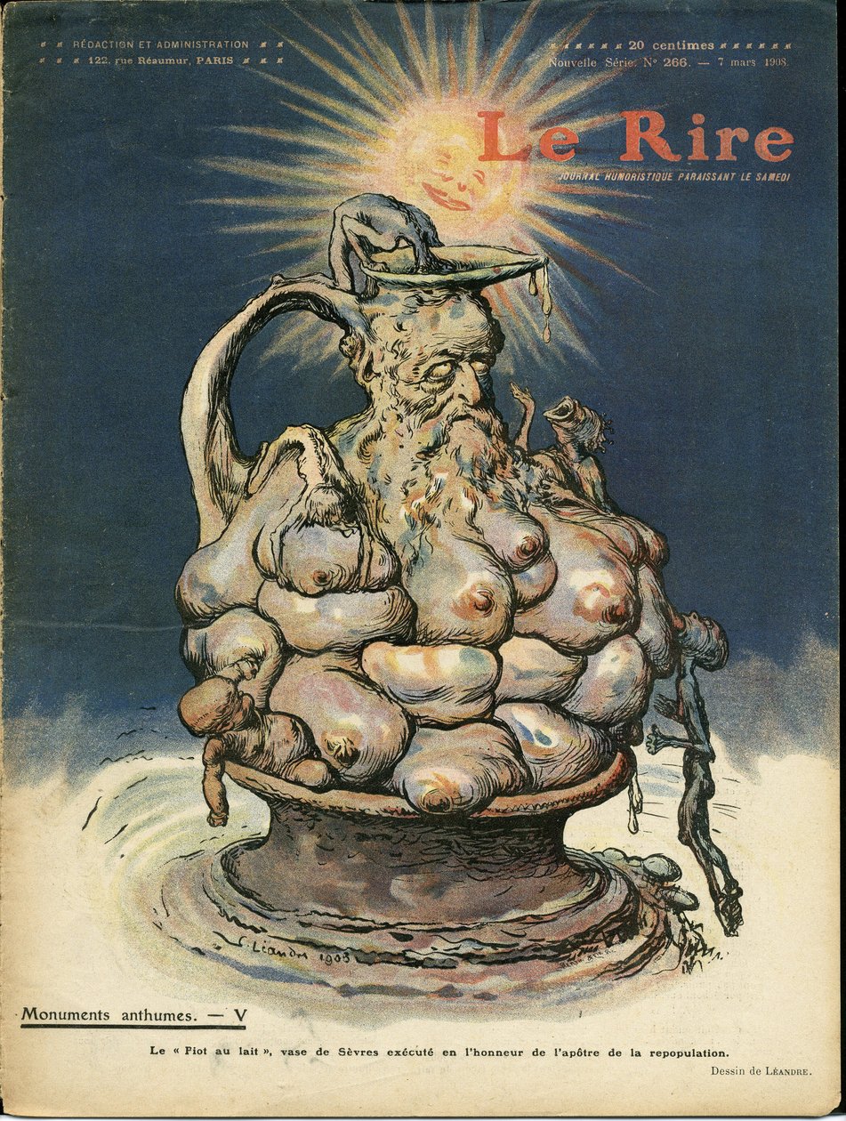 Charles Leandre (1862-1934) 为 Le Lire 封面绘制的插图，07/03/08 - 雕塑雕像，孕妇 - Piot Edme (1828-1909) 作者 查尔斯·莱安德烈
