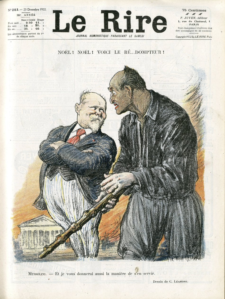 Charles Leandre (1862-1934) 为 Le Rire 封面插图，23/12/22 - Noel Noel - 共和国总统 - Poincare Raymond, Mussolini Benito, Tamer 作者 查尔斯·莱安德烈