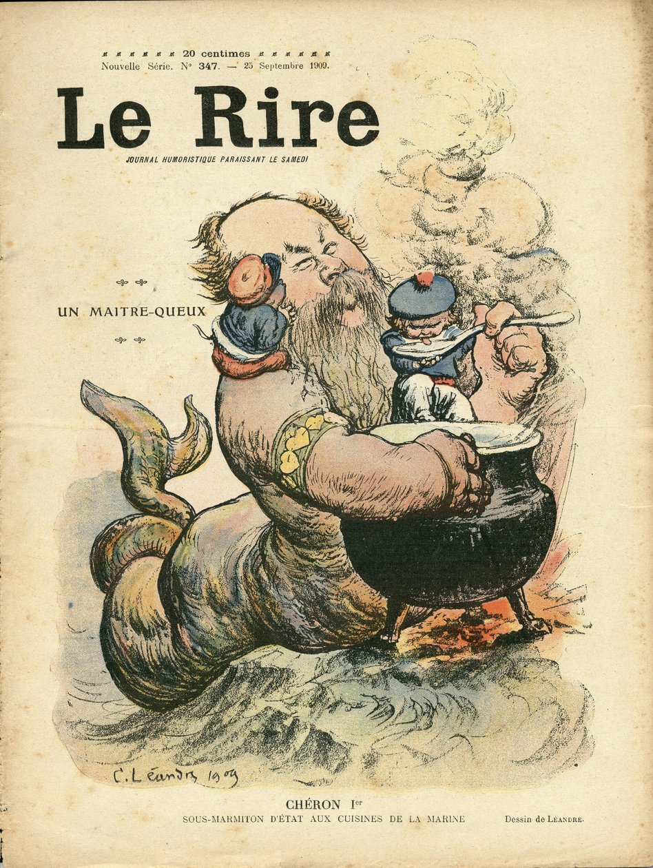 Charles Leandre (1862-1934)为《Le Rire》封面所作的插图，25/09/09 - A master-queux - Marine Marine Marine Balneaire - Cheron Henry (1867-1936), Sirene 作者 查尔斯·莱安德烈