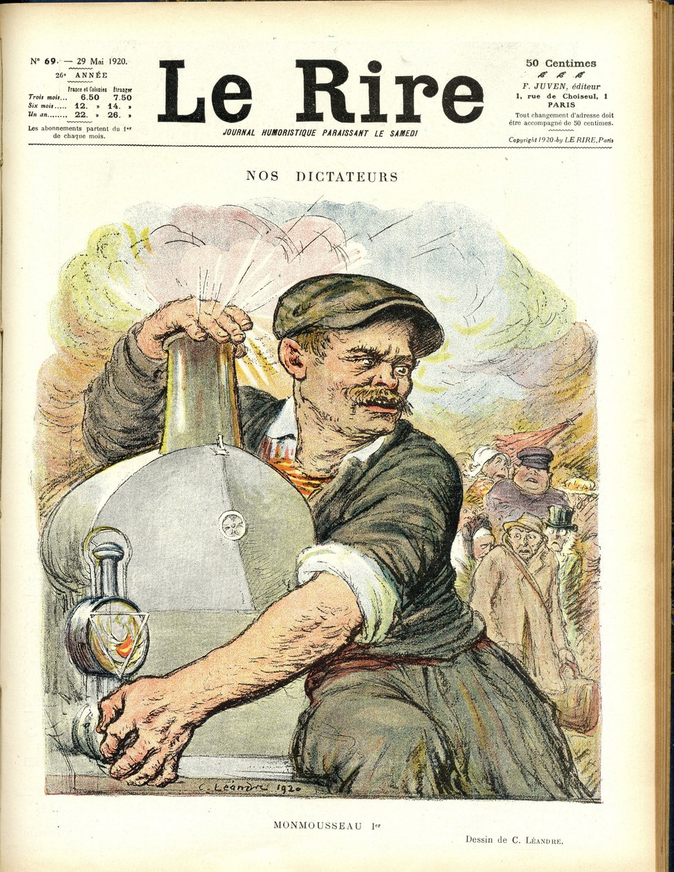 Illustration of Charles Leandre (1862-1934) for the Cover of Le Rire, 29/05/20 - Our Dictators - Train Railway Railway - Gaston Monmousseau (1883-1960) 作者 查尔斯·莱安德烈