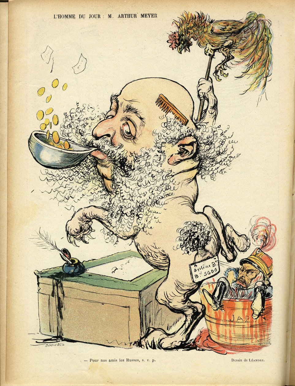 Charles Leandre (1862-1934) 在 Le Rire 的插图，09/04/04 - 反犹主义，银 - Meyer Arthur 作者 查尔斯·莱安德烈