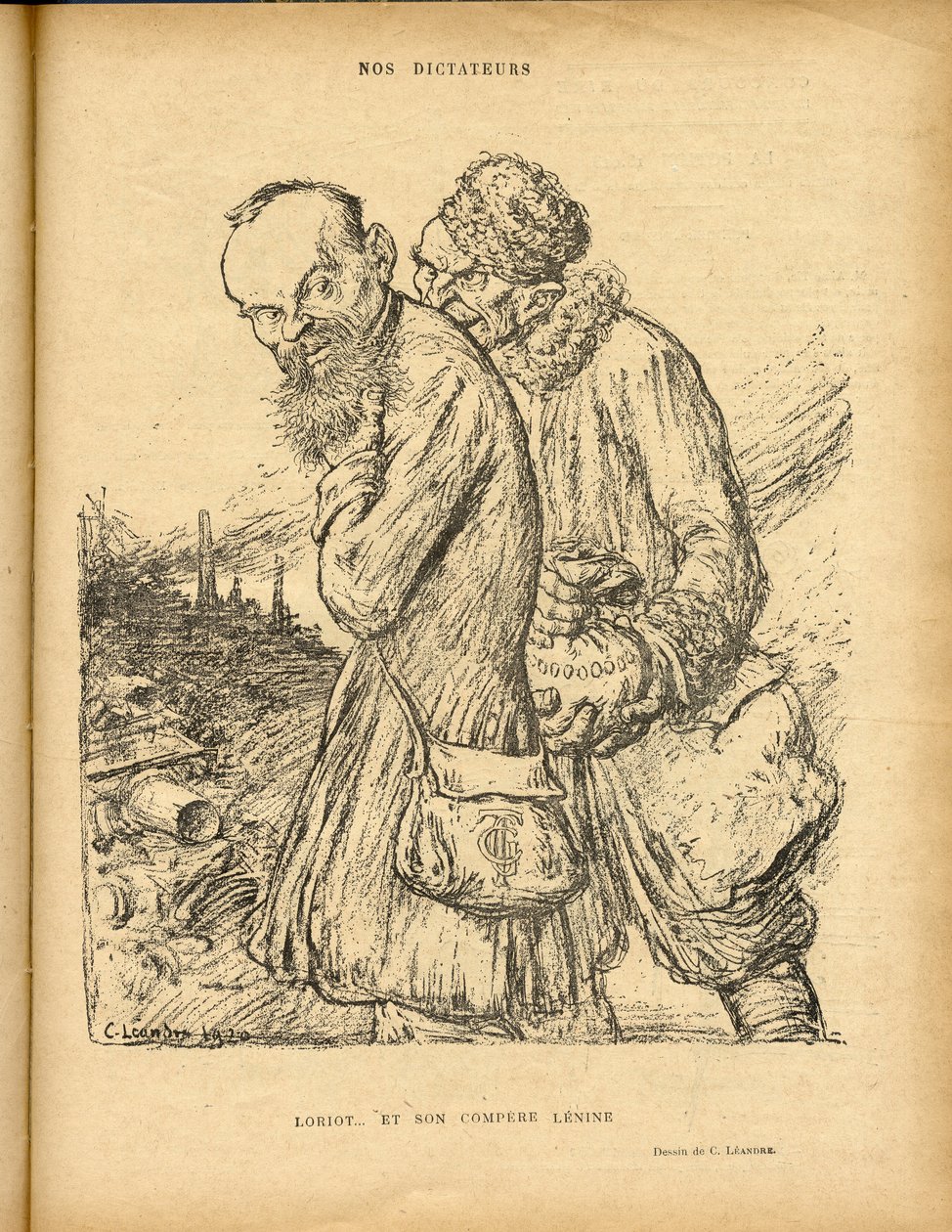 Illustration of Charles Leandre (1862-1934) in Le Rire, 29/05/20 - Loriot and his compere Lenine - Uss - Lenine, Loriot 作者 查尔斯·莱安德烈