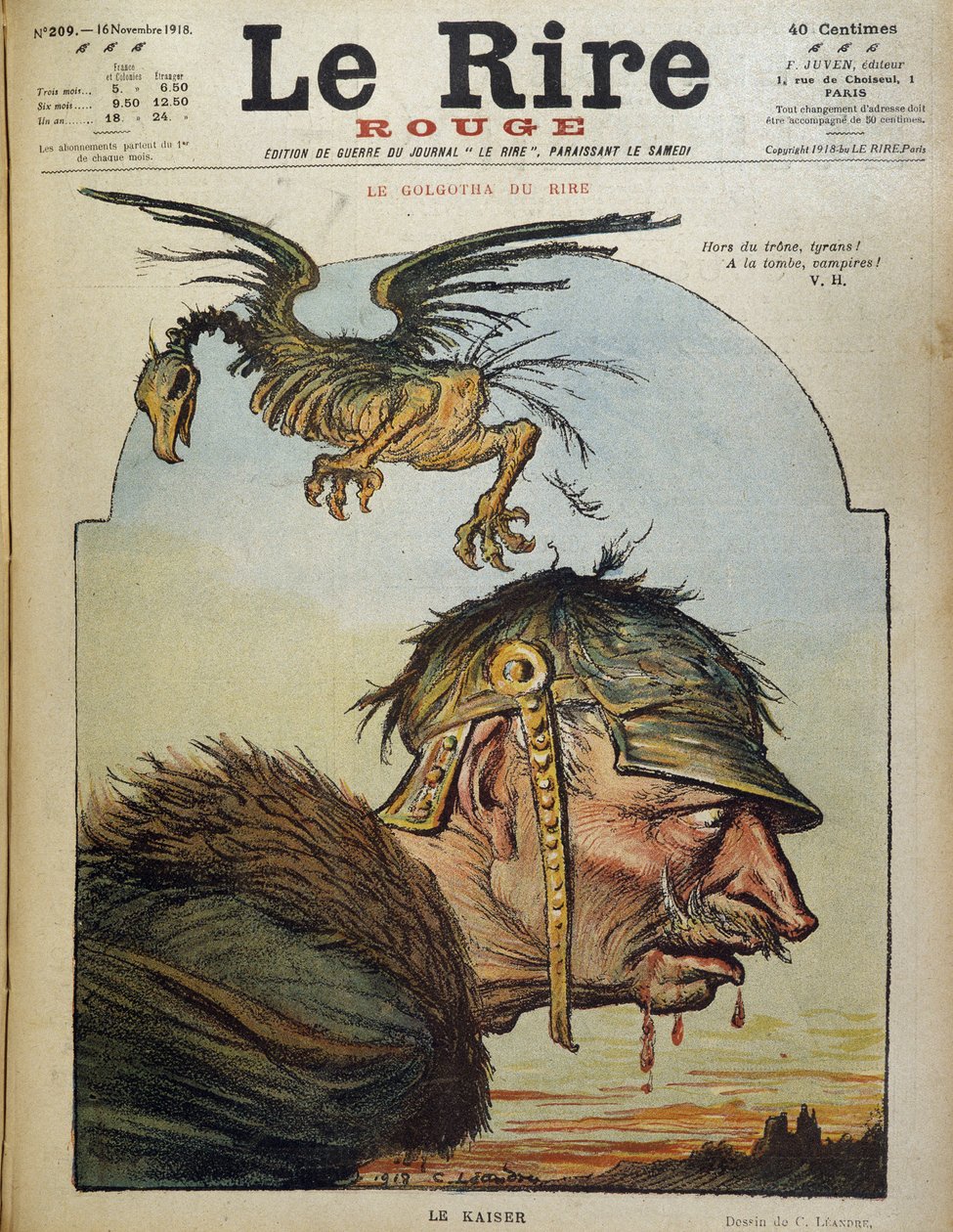 Le Kaiser: William II - Charles Leandre (1862-1934) 于 1918 年 11 月 16 日在“Le Rire rouge”中的卡通 作者 查尔斯·莱安德烈