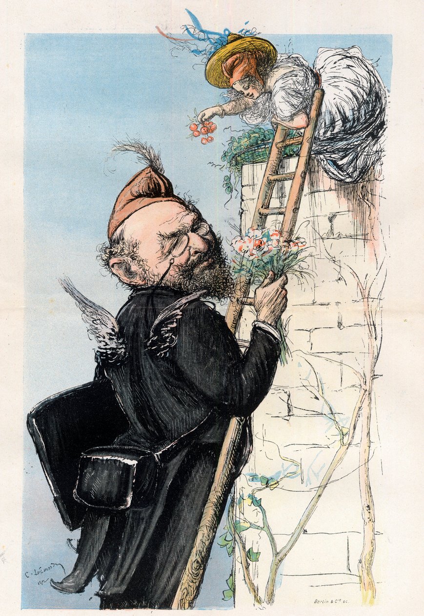 莱昂-布尔乔亚（1851-1925），法国律师和政治家--Charles Leandre（1862-1934）在《Le Rire》中的漫画，1902年 作者 查尔斯·莱安德烈