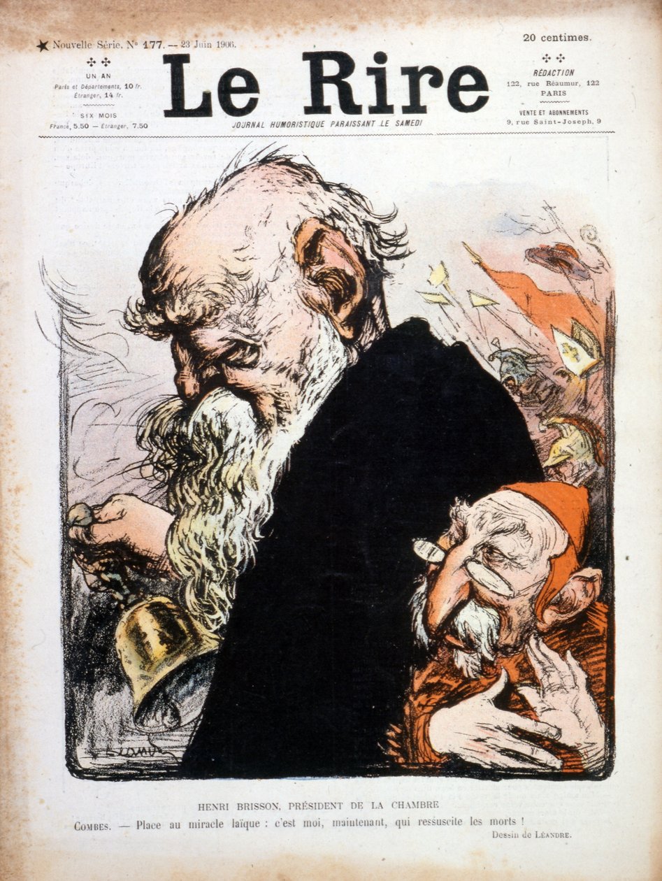 尤金-亨利-布里松的讽刺插图，1906年《愤怒》的封面（雕刻）。 作者 查尔斯·莱安德烈