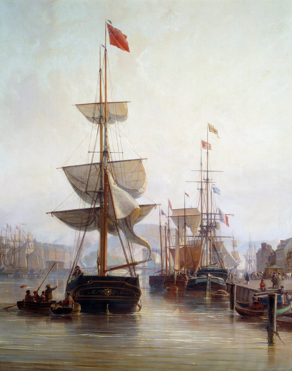 Ship in the port of Rouen in 1855 Detail. Painting by Charle Louis Mozin (1806-1862) 1855 Rouen, Musee des Beaux Arts 作者 查尔斯·路易斯·莫津