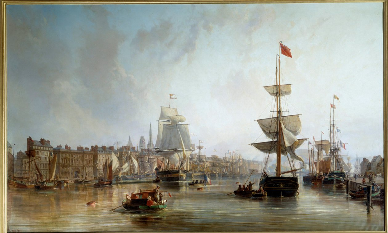 1855 年的鲁昂港 查尔斯·路易斯·莫津 (1806-1862) 绘画，1855 年 1,77x2,87 m Rouen，Musee des Beaux Arts 作者 查尔斯·路易斯·莫津