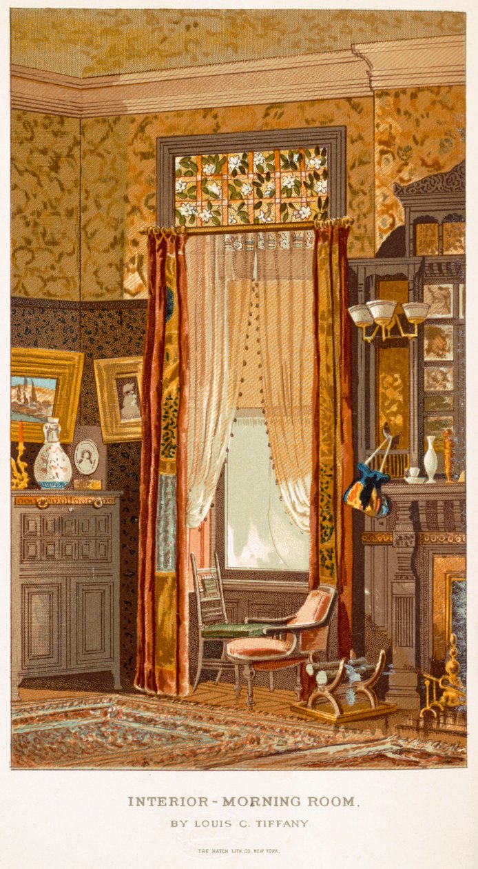 1881年的早晨室，由蒂芙尼，查尔斯路易斯来自纽约现代家园的C Harrisons Womans Handiwork 1881 作者 查尔斯·路易斯·蒂芙尼