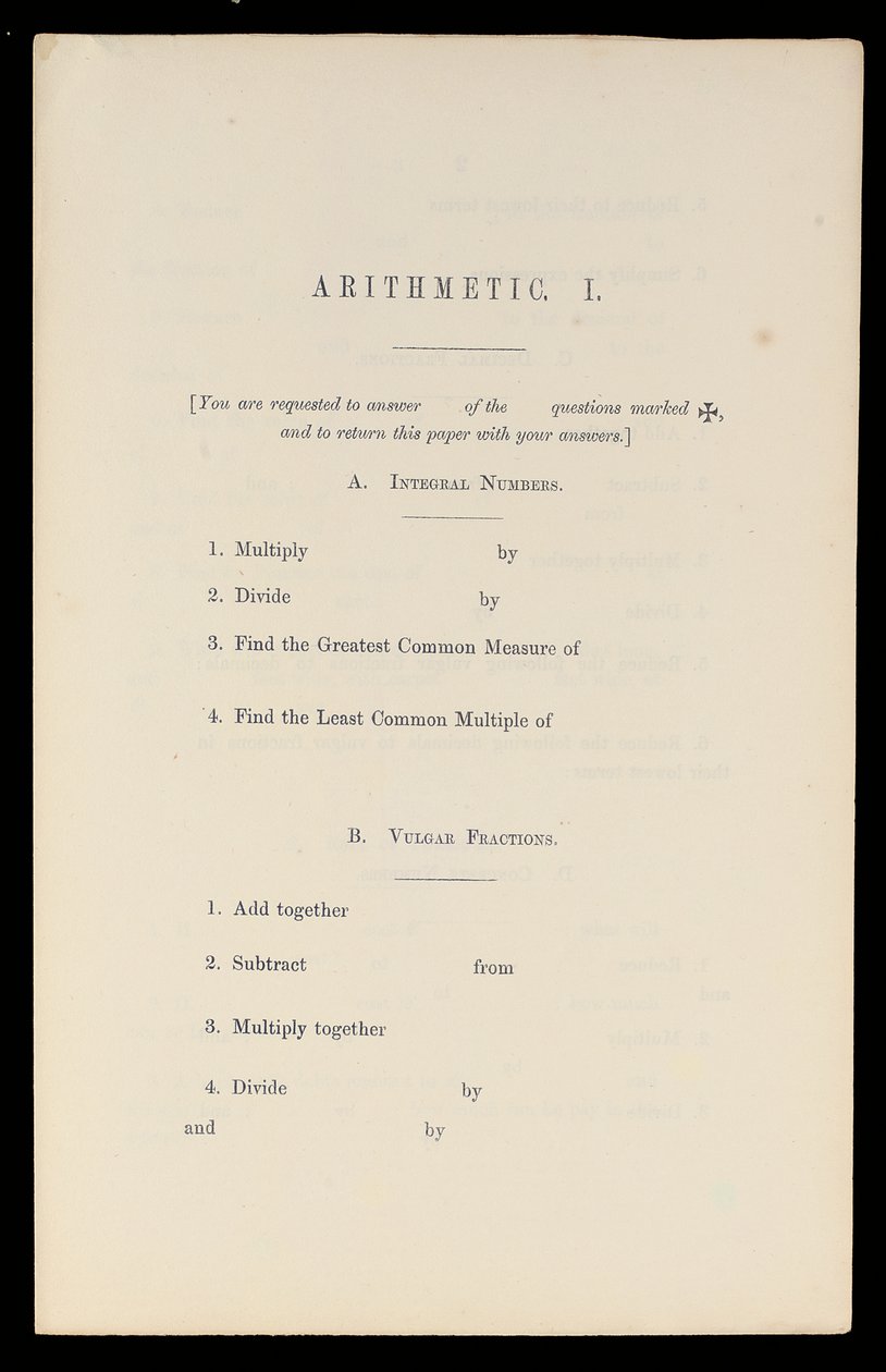 算术，牛津大学出版社，c.1870（印刷） 作者 查尔斯·路德维奇·道奇森