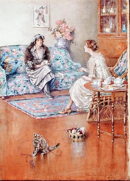 下午茶（纸上水彩画 作者 Charles MacIvor或MacIver Grierson