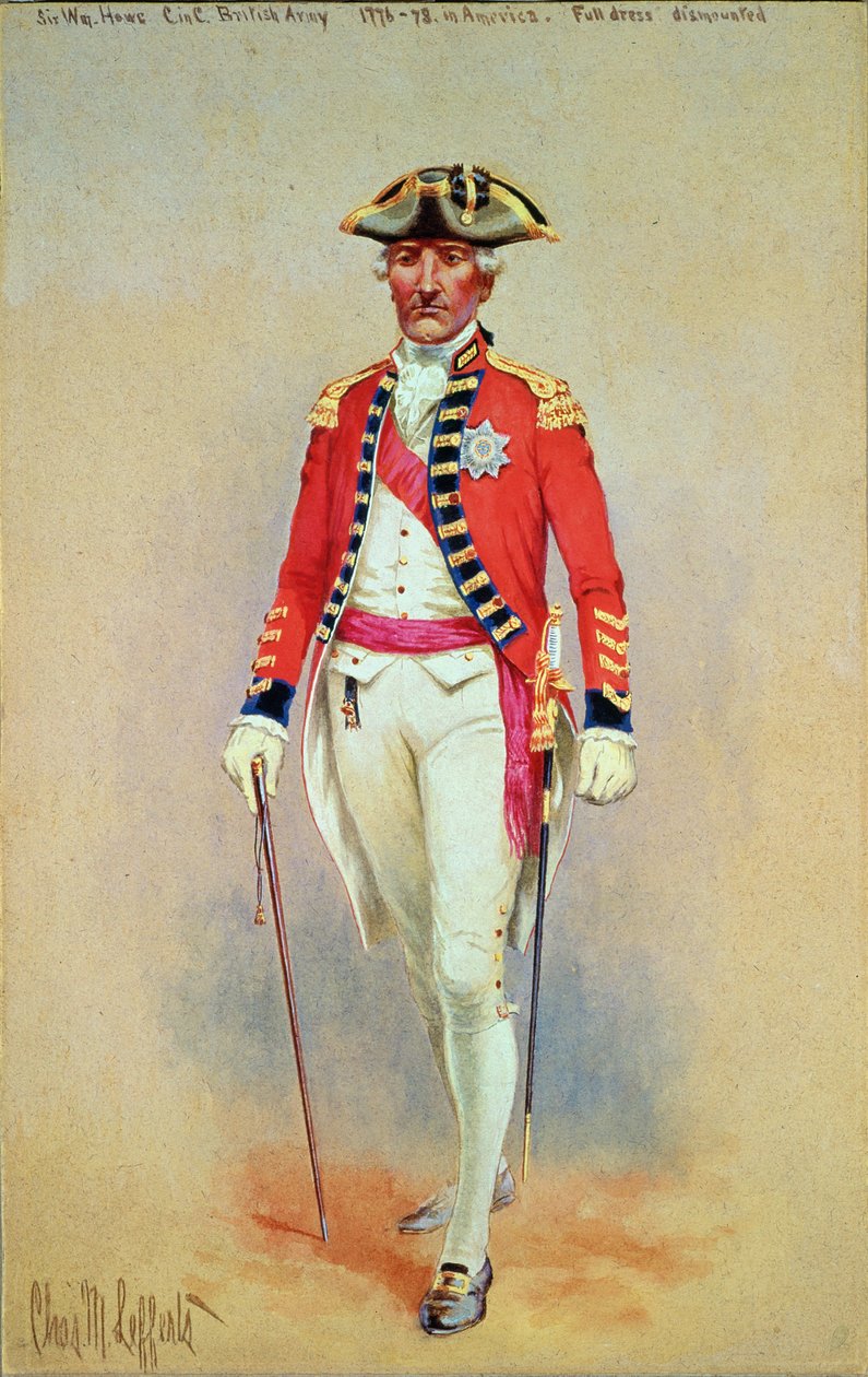 英国陆军总司令威廉·豪（William Howe）先生（1776-78）穿着全套服装下马 作者 查尔斯·麦克库宾·莱弗兹