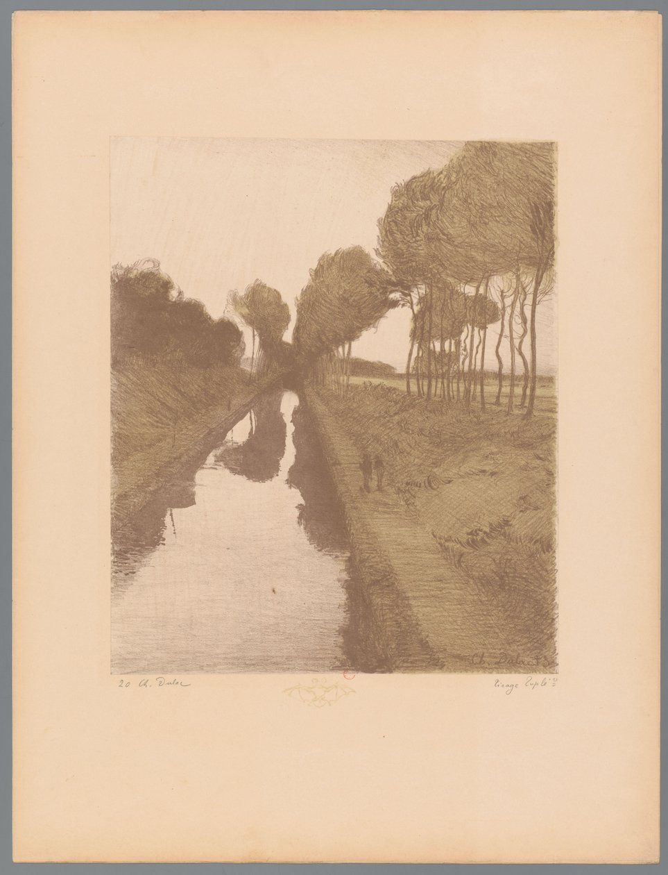 两个步行者沿着运河 风景（系列名称） Suite des Paysages（系列名称） 作者 查尔斯·玛丽·杜拉克