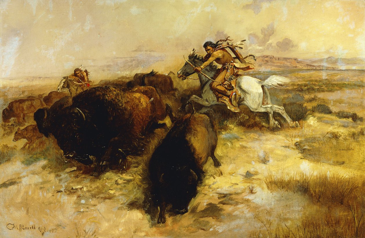 布法罗·亨特（Buffalo Hunt），1897年 作者 查尔斯·马里恩·拉塞尔