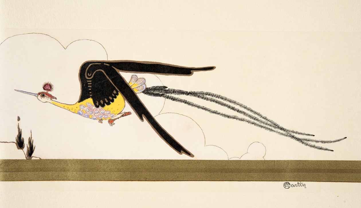 天堂鸟，来自十九世纪的时尚。在Marcelle Demay。 pub.1912（模版印刷） 作者 查尔斯·马丁