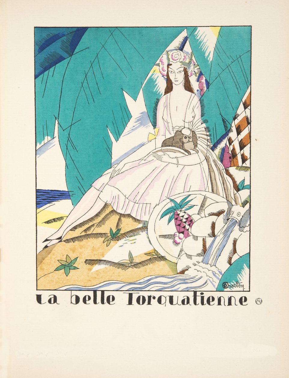 美丽的Torquatian，来自时装系列，1920年（模版印花） 作者 查尔斯·马丁