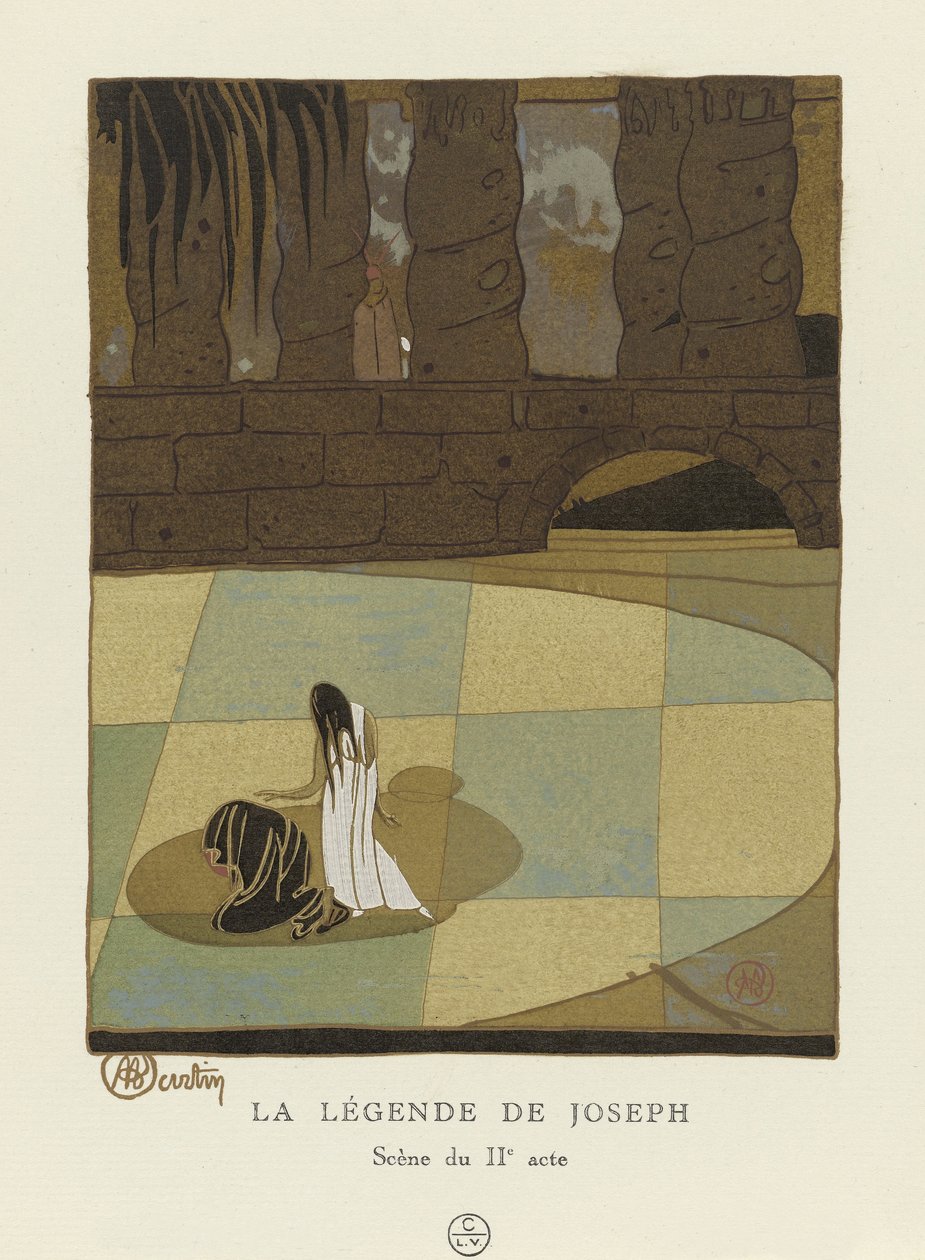 约瑟夫的传说，第二幕的场景，酒吧。 1914年（模版印刷） 作者 查尔斯·马丁