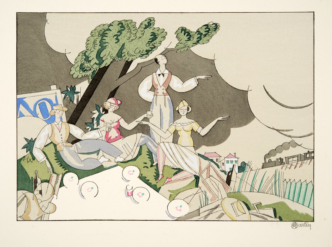 野餐，来自体育和娱乐，酒吧。 1914年（模版印刷） 作者 查尔斯·马丁