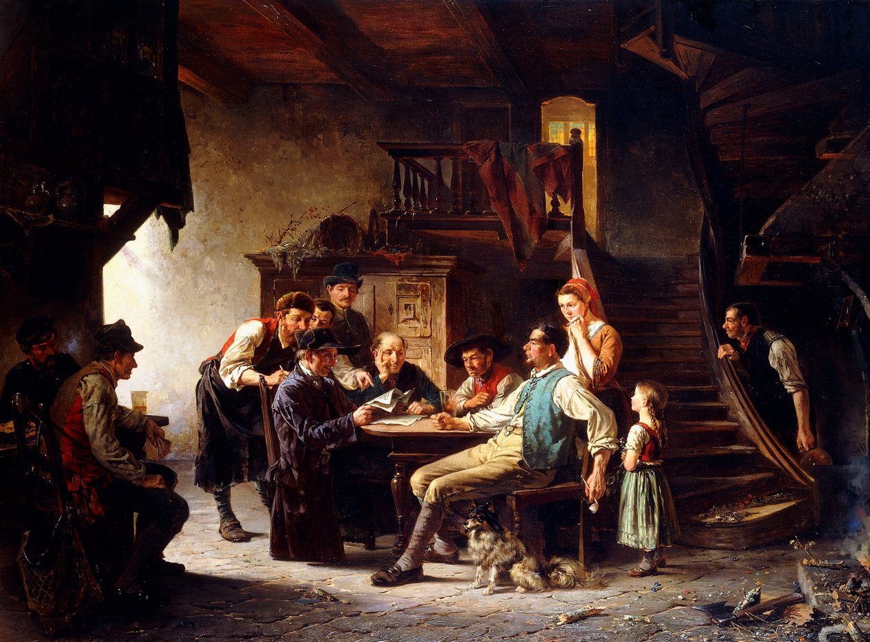阅读新闻，1887年 作者 查尔斯·梅尔·韦伯