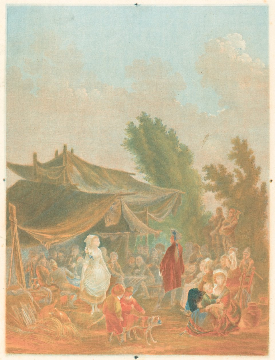 乡村婚礼，1785年。 作者 查尔斯·梅尔基奥·Descourtis