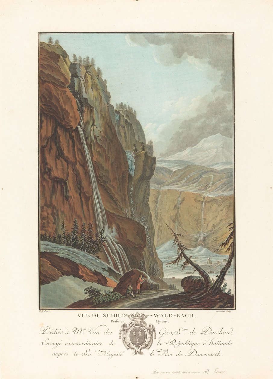 Schild-Wald-Bach在Hyver的风景，1785年。 作者 查尔斯·梅尔基奥·Descourtis