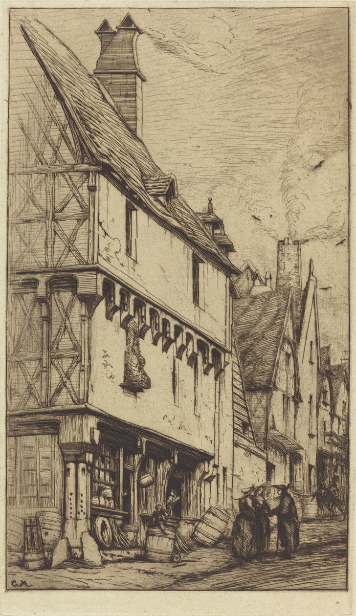 布尔日的一个老房子，有时被称为 "音乐家之家"（Ancienne habitation à Bourges, dite "La Maison du Musicien"）。 作者 查尔斯·梅里昂