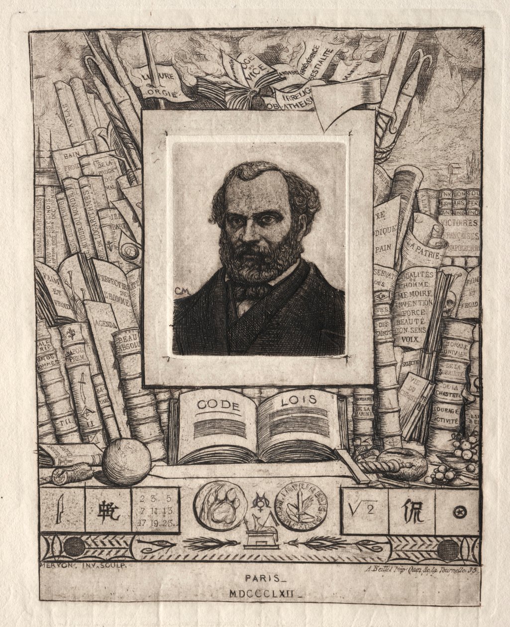 南特的阿曼德·瓜罗（Armand Gueraud），印刷工和文人，1862年。 作者 查尔斯·梅里昂