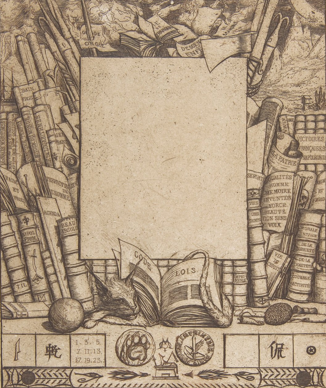 阿尔芒-盖罗肖像的画框设计，1862年。 作者 查尔斯·梅里昂