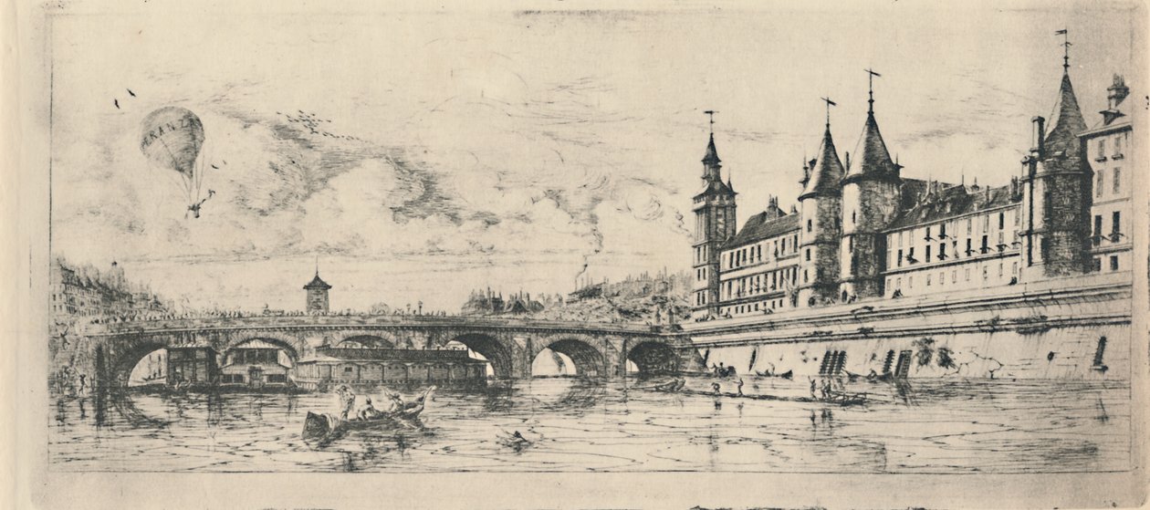 Le Pont-Au-Change第二州，6 18 x 13116英寸，1854年，1927年 作者 查尔斯·梅里昂