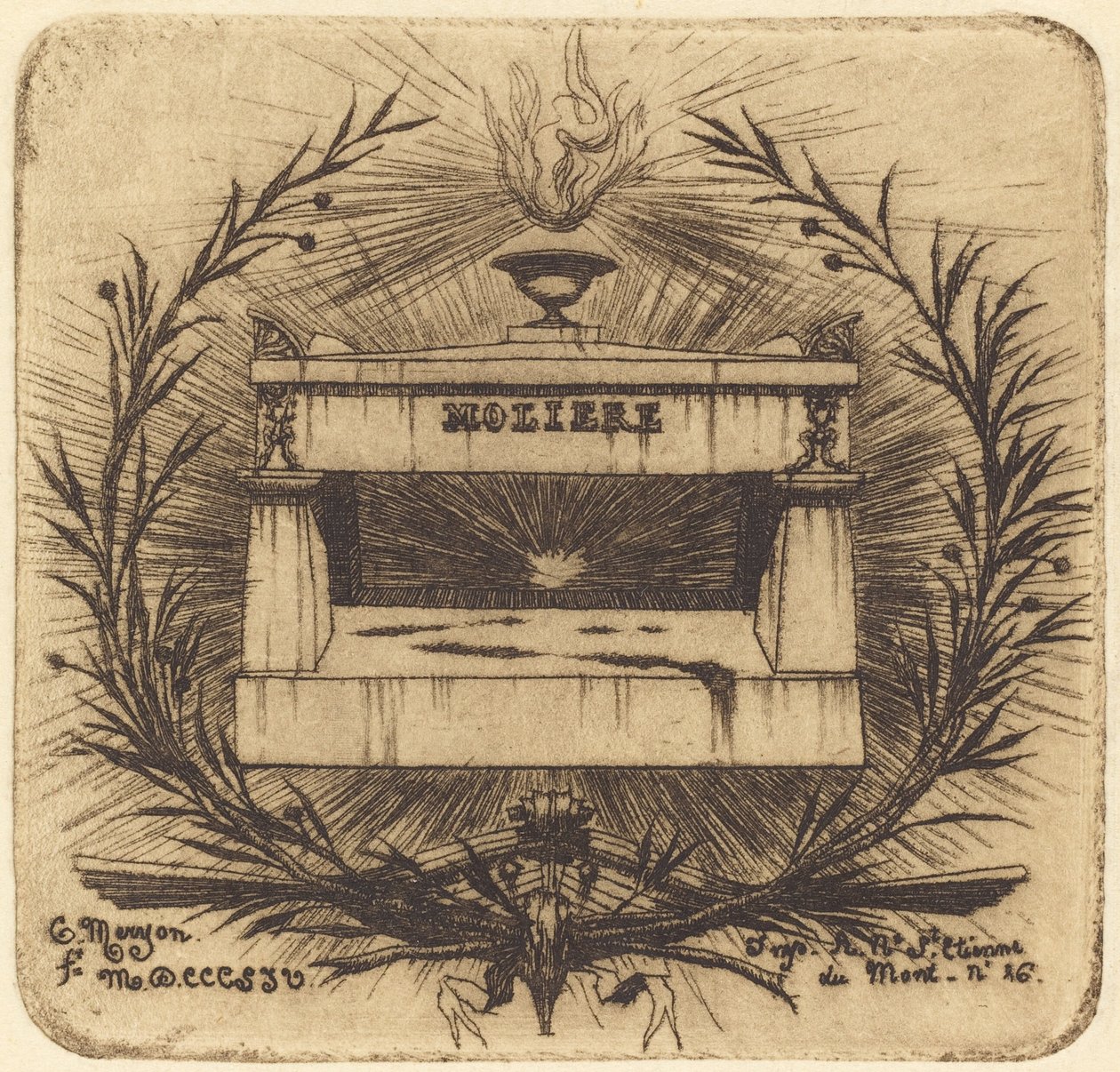 Le tombeau de Molière, au Père-Lachaise, Paris（莫里哀墓，位于巴黎 Père-Lachaise 公墓内） 作者 查尔斯·梅里昂
