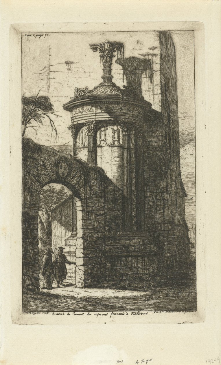 雅典法国卡普钦女修道院入口处的大门
Entrée du convent des Capucins Francais a Athenes（物品上的标题） 作者 查尔斯·梅里昂