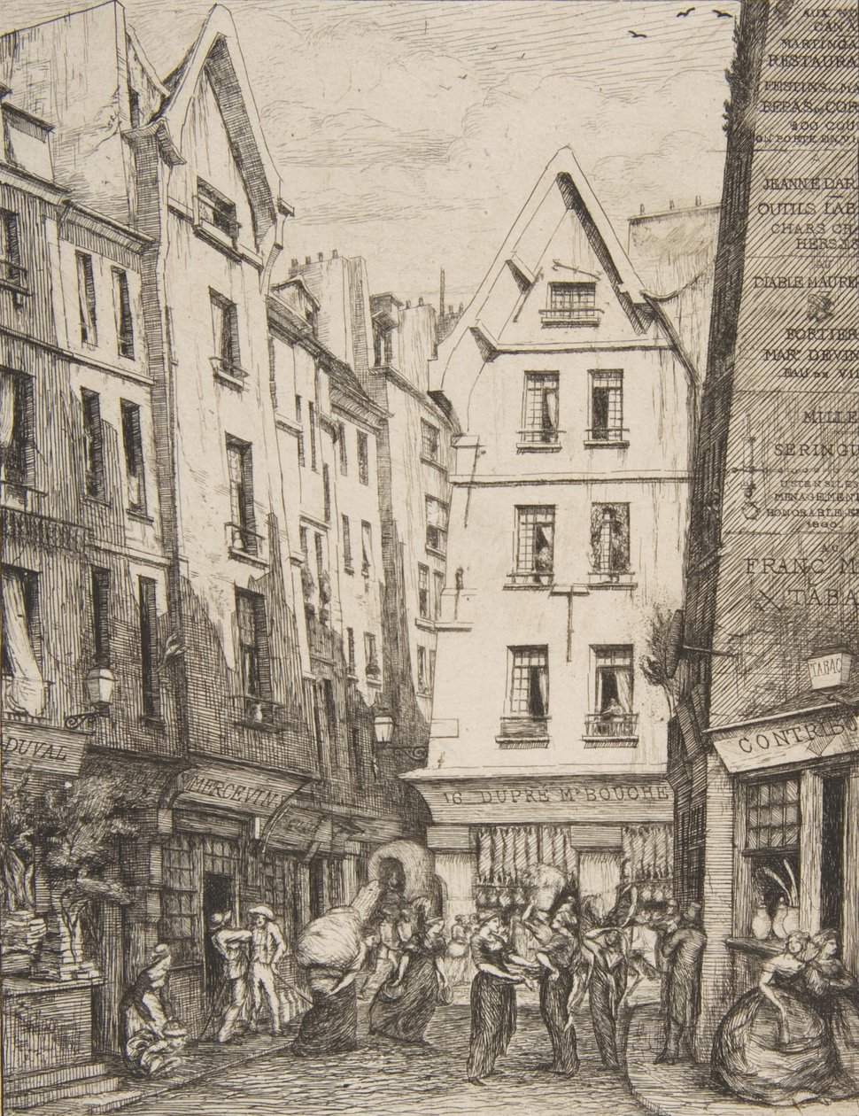 巴黎Rue Pirouette aux Halles，在Laurence之后，1860年。 作者 查尔斯·梅里昂