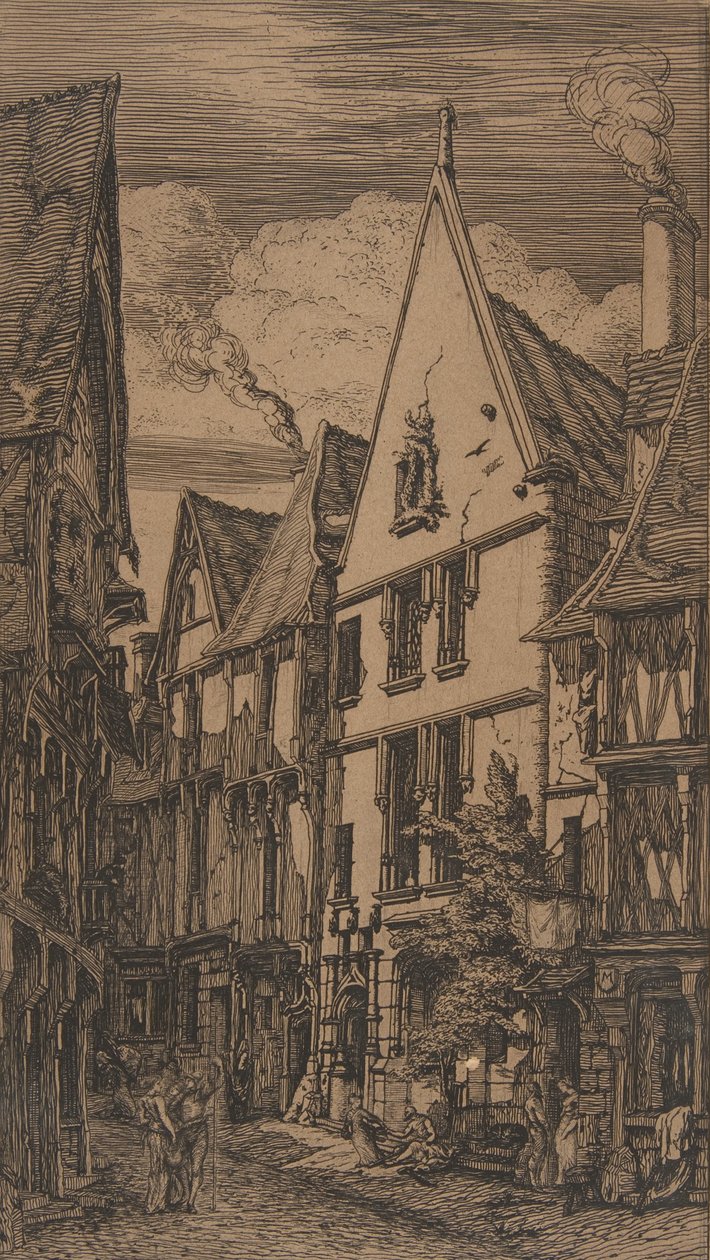 Rue des Toiles, Bourges, 1853. 作者 查尔斯·梅里昂