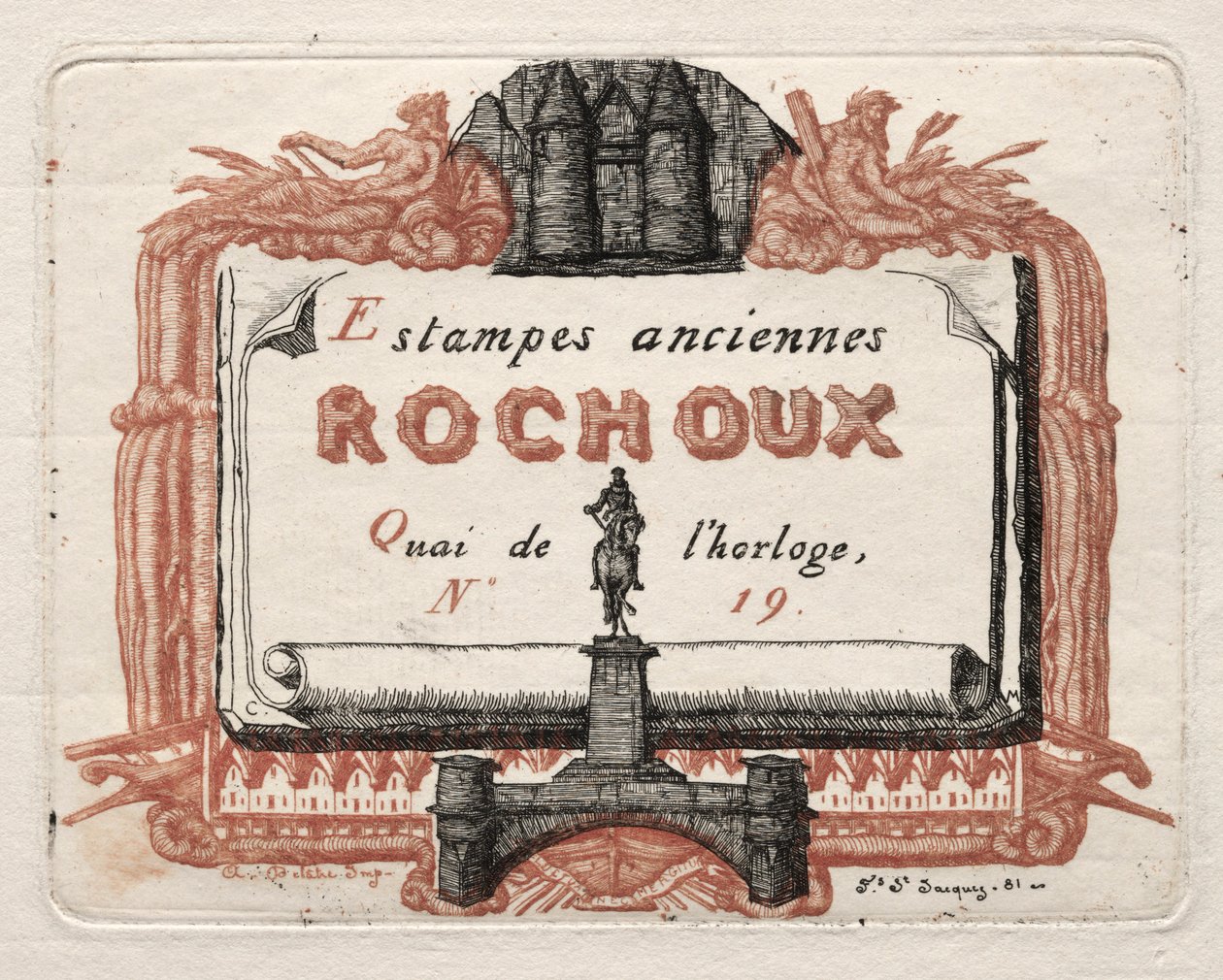 印刷商Rochoux的地址卡，c。 1856年。 作者 查尔斯·梅里昂