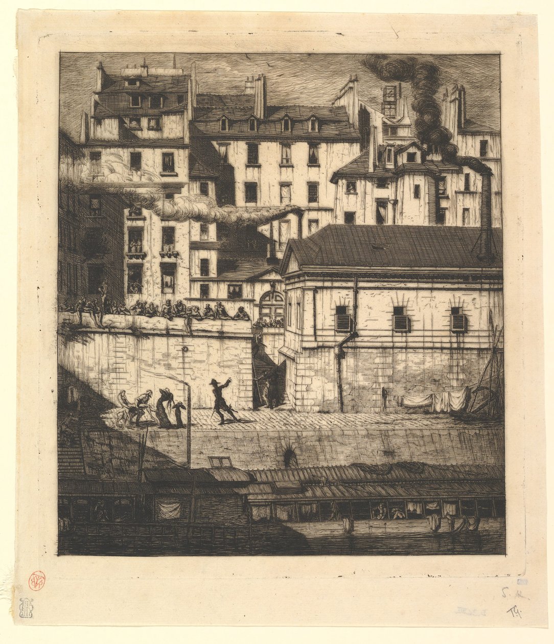 停尸房，巴黎拉莫格，1854年。 作者 查尔斯·梅里昂