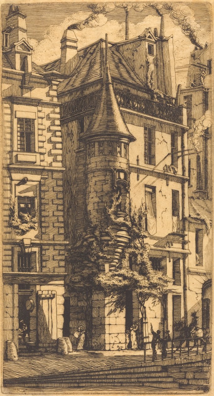 Tourelle de la Rue de la Tixéranderie，巴黎（巴黎织工街带炮塔的房子） 作者 查尔斯·梅里昂