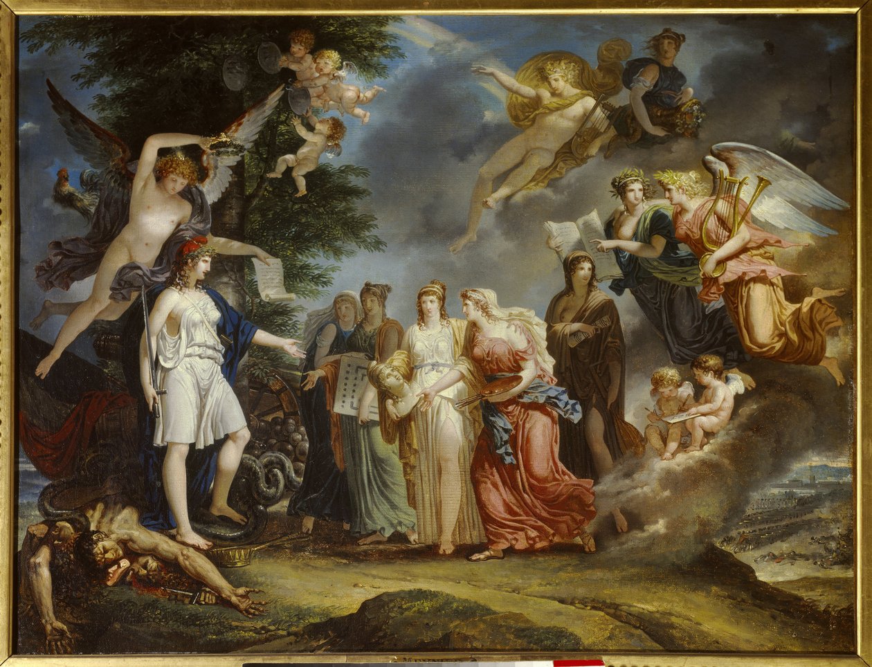 Siecle des Lumieres: "胜利的法国鼓励战争中的科学和艺术" 夏尔-梅尼耶（1768-1832）的画作 1795年 巴黎，马莫丹博物馆 作者 查尔斯梅尼尔