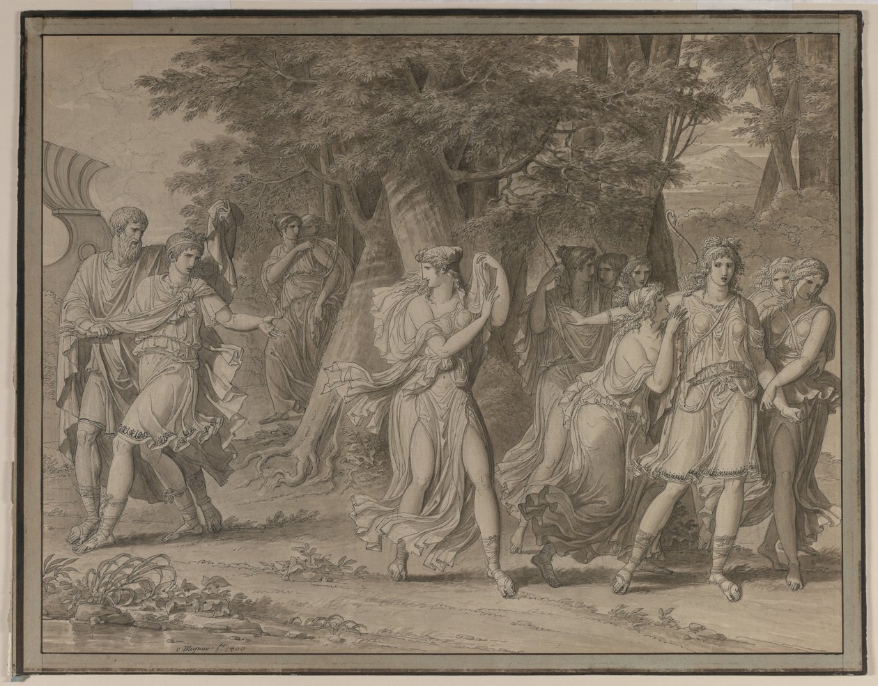 导师敦促的Telemachus，离开卡里普索岛，1800年。 作者 查尔斯梅尼尔