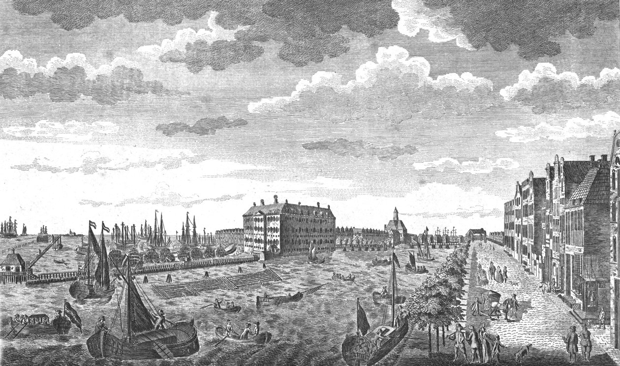荷兰阿姆斯特丹金钟办公室，建于1778年。艺术家：未知，查尔斯·米德尔顿。 作者 查尔斯·米德尔顿