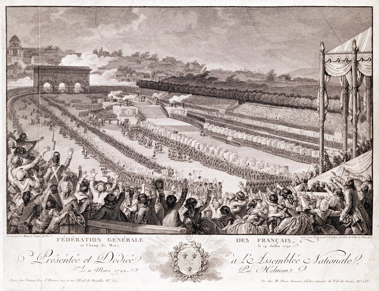 联合会节，1790年7月14日，在18世纪末的战神广场，由Isidore Stanislas Helman（1743-1809）雕刻 作者 查尔斯·莫奈
