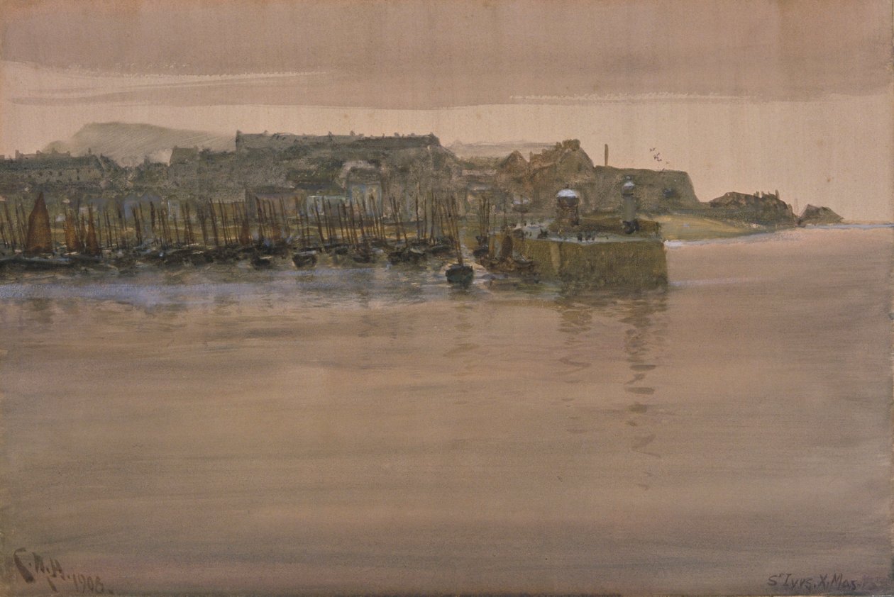 圣艾夫斯，圣诞节，1908年（wc＆gouache on paper） 作者 查尔斯·纳皮尔·海米