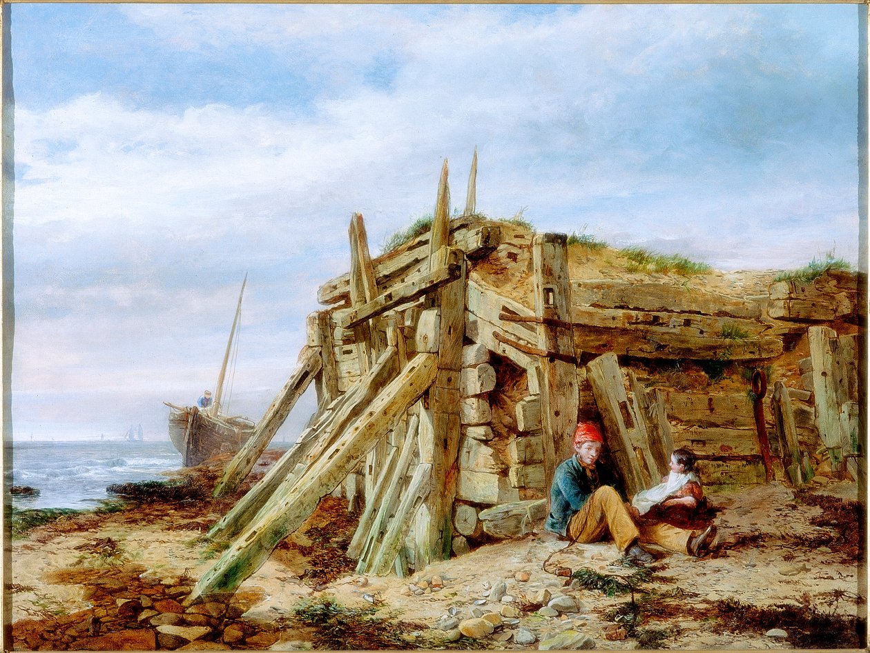 在防波堤下，c.1863 作者 查尔斯·纳皮尔·海米