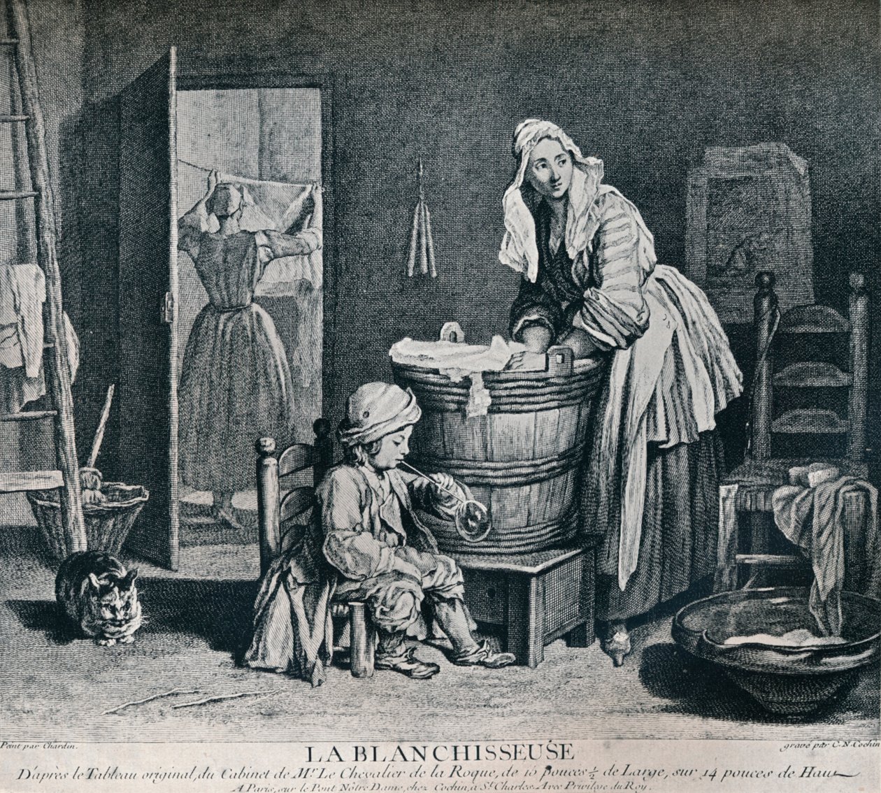 La Blanchisseuse，18世纪，1916年 作者 查尔斯·尼古拉斯·科钦